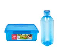 Sistema 1L Square Water Bottle + 2L Lunch Box - Blue