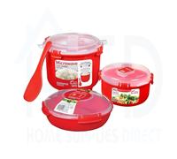 Sistema 2.6L Rice Steamer + 915ml Round Bowl + 1.3L Round Dish Plate - BPA-Free Microwave Set