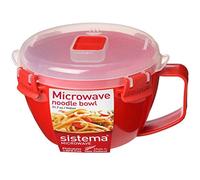 Sistema 2-Piece Microwave Pasta Bowl, BPA-Free Dishwasher Safe, 940ml - Red/Clear