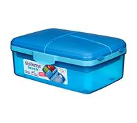 Sistema Lunch Slimline Quaddie | 1.5 L | School Lunch Box with Compartments & Kids Water Bottle | Airtight Food Storage Container | BPA-Free | Blue | 1 Count