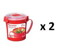 Sistema Microwave Soup Mug | 656 ml | Microwave Food Container with Steam Release Vent | BPA-Free | Red | 1 Count