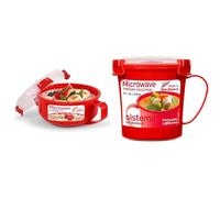 Sistema 656ml Soup Mug & 850ml Breakfast Bowl - Microwave Safe BPA-Free Plastic