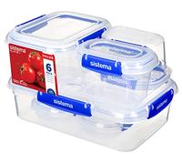 Sistema 881762 Klip It Plus Set of 6 Polypropylene Containers | Airtight silicone seal blocks out moisture to keep ingredients fresh, with a stackable shape to save cabinet space.