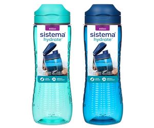 Sistema Active Sports Water Bottles | 800 ml | Leakproof Kids Water Bottles | Impact-Resistant Tritan Plastic | BPA-Free | Ocean Blue & Minty Teal | 2