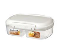 Sistema Bake It Collection Food Storage Container With Split Compartments, 2.6 Cup/0.6 L, Clear/White