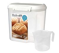 Sistema BAKE IT Food Storage Container + Measuring Cup | 2.4 L Food Pantry Storage Container | BPA-Free | White/Clear | 1 Count