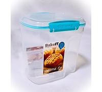 Sistema Bake It Food Storage for Baking Ingredients, Sugar Container with Measuring Cup 10.2 Cups, Clear with Aqua Accents