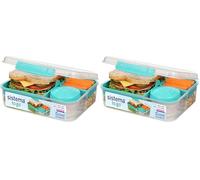 Sistema Bento Box LUNCH | Bento School Lunch Box with Compartments | 1.65 L | Food Storage Container in Minty Teal | 1 Count (Pack of 2)