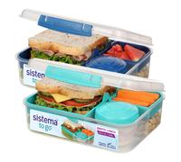 Sistema Bento Box LUNCH | Bento School Lunch Boxes with Compartments | 1.65 L | Food Storage Containers in Minty Teal & Ocean Blue | 2 Count
