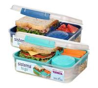 Sistema Bento Box Lunch School Boxes With Compartments 1.65 L Food Storage Containers In Minty Teal & Ocean Blue 2 Count