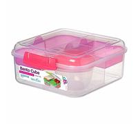 Sistema Bento Cube Box to Go with Fruit/Yoghurt Pot, 1.25 L - Clear/Pink