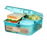 Sistema Bento Box | 1.25 L | School Lunch Box with Compartments & Snack Pot | BPA-Free | Made Using Ocean Bound Plastic | Teal Stone | 1 Count