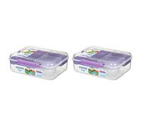 Sistema Bento Box To Go Lunch Box With Yoghurt/Fruit Pot 1.65 L Bpa-Free Recyclable With Terracycle Misty Purple (Pack of 2)