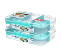Sistema Bento Create To Go 6-Cup Food Storage Container Bento Box with Lid and Dividers 2 pack Minty Teal