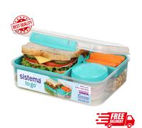 Sistema Bento Lunch Box 1.65L Food Storage Container Compartments Minty Teal