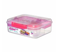 Sistema Bento Lunch Box to Go with Fruit/Yogurt Pot, 1.65 L - Clear/Pink