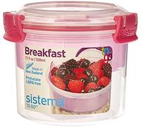 Sistema Breakfast TO GO | Food Storage Container with Compartments & Spoon | 530 ml | BPA-Free | Assorted Colours