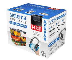 Sistema Brilliance Clear Plastic Rectangular Food Storage Container Set (14 Pieces)