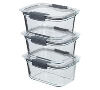 Sistema Brilliance Glass Meal Prep Containers 1.1L, 3 Pack, 100% Leakproof & Airtight, Microwave Vents for Splatter-Free Heating, Over Safe & Air Fryer Safe Base, Freezer-Safe Meal Prep Containers
