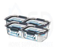 Sistema Brilliance Medium Rectangle Container 920Ml With Lid (4 Pack) - Bpa-Free Plastic