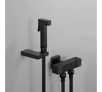 Sistema doccia Nero opaco, spruzzatore Bidet portatile, valvola rubinetto a doppia funzione, kit per lavaggio WC Shattaf Quadrato, Set doccia per bagno per la massima igi