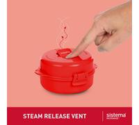 Sistema Easy Eggs Microwave Egg Cooker | 270 ml | Egg Poacher with Steam Release Vent | BPA-Free | Red | 1 Count