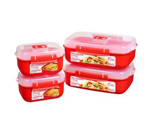 Sistema Heat and Eat Microwave Set | 1.25 L, 525 ml | Rectangular School Lunch Boxes with Steam Release Vents | BPA-Free | 4 Count