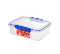 Sistema Klip It 2L (67.6 Oz) Rectangular Clear Storage Containers - Blue Clips & Rubber Seal, Leak-Proof, Bpa-Free, Microwave Safe