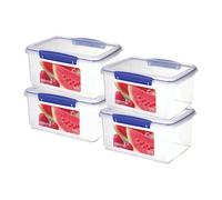 Sistema Klip It 3L (101 Oz) Rectangular Clear Storage Containers - Blue Clips & Rubber Seal, Leak-Proof, Bpa-Free, Microwave Safe