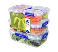 Sistema Klip It 6 Pack Set - Bpa-Free Plastic Containers (2L, 1L, 2X400Ml, 2X200Ml) For Kitchen Storage
