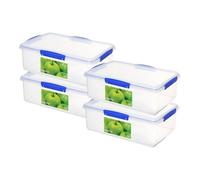 Sistema Klip It 7L (236 Oz) Rectangular Clear Storage Containers - 4-Pack, Blue Clips & Rubber Seal, Leak-Proof, Bpa-Free