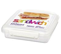Sistema Klip It Accents Collection Sandwich Box Food Storage Container, 15.2 Ounce/ 1.9 Cup, Assorted Colors