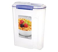 Sistema KLIP IT Cereal Container, Large 4.2L, Clear with Blue Clips, Airtight Storage with Lid, Plastic, BPA Free, Dishwasher, Microwave and Freezer Safe