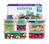 Sistema KLIP IT Food Storage Containers | Airtight & Stackable Meal Prep Containers with Lids | School Lunch Boxes & Snack Boxes | BPA-Free | 18 Count (9 Containers & Lids)