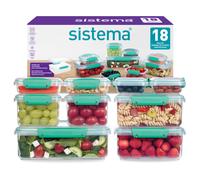 Sistema KLIP IT Food Storage Containers | Airtight & Stackable Meal Prep Containers with Lids | School Lunch Boxes & Snack Boxes | BPA-Free | 18 Count (9 Containers & Lids)