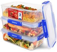 Sistema KLIP IT PLUS Leakproof Food Storage Containers | 2.2 L | AirtightStackable & Nestable Meal Prep Containers with Lids | School Lunch Boxes | 3 Count