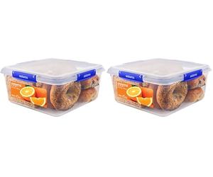 Sistema KLIP IT PLUS Food Storage Container | 5.5 L Square | Stackable & Airtight Fridge/Freezer Food Boxes with Lids | Recyclable with TerraCycle® | BPA-Free Plastic, Clear (Pack of 2)
