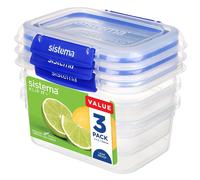 Sistema KLIP IT PLUS Food Storage Containers | 1 L Rectangle | Leak-Proof, Stackable & Airtight Fridge/Freezer Food Boxes with...