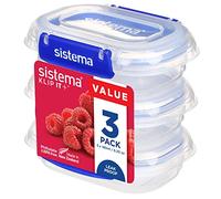 Sistema KLIP IT PLUS Food Storage Containers | 180 ml | 3 Piece Airtight Containers Set | Leak-Proof Seal | Easy Locking Clips | BPA-Free