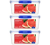 Sistema KLIP IT PLUS Food Storage Containers | 3.35 L | Leak-Proof, Stackable & Airtight Fridge/Freezer Containers with Lids | BPA-Free Plastic | Blue