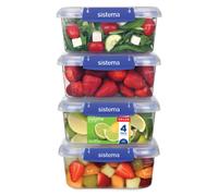 Sistema KLIP IT PLUS Leakproof Food Storage Containers | 1 L | Airtight & Stackable Meal Prep Containers with Lids | School Lunch Boxes | BPA-Free | 4