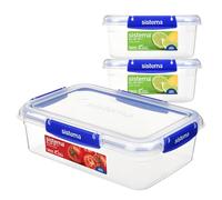 Sistema KLIP IT PLUS Leakproof Food Storage Containers | 2 x 1L & 2.2 L | Airtight, Stackable & Nestable Meal Prep Containers with Lids | School Lunch Boxes | BPA-Free | 3 Count