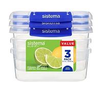 Sistema Klip It Plus Leakproof Food Storage Containers, 1L, Airtight, Stackable, 3 Count