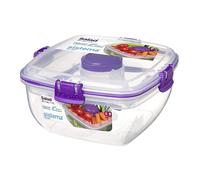 Sistema Klip It Salad To Go 1.1 Litre Container 21356,Clear with Coloured Clips, Assorted Colours, One Only Supplied