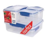Sistema Klip It 6 Pack Set - Bpa-Free Plastic Containers (2L, 1L, 2X400Ml, 2X200Ml) For Kitchen Storage