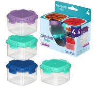 Sistema Knick Knack Pack TO GO Small Food Containers | Stackable Storage Containers with Lids | 62 ml | BPA-Free | Assorted Colour Lids | 4 Count
