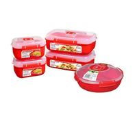 Sistema Lunch Box Set - 2 X 1.25L + 2 X 525Ml + 1.3L Round Dish Plate - Bpa-Free, Leak-Proof, Microwave, Freezer & Dishwasher Safe