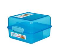 Sistema Lunch Cube 1.4L - Blue, Dual-Compartment Lunch Box with Divider, Leak-Resistant, BPA-Free