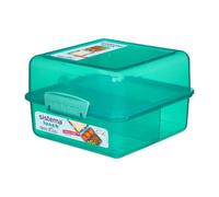 Sistema Lunch Cube 1.4L - Turquoise, Dual-Compartment Lunch Box With Divider, Leak-Resistant, Bpa-Free