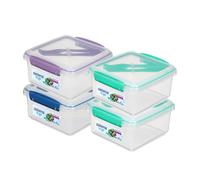 Sistema Lunch Plus TO GO 1.2L with Cutlery - 4-Pack (2x Turquoise, 1x Purple, 1x Blue) Containers with Cutlery Set, BPA-Free